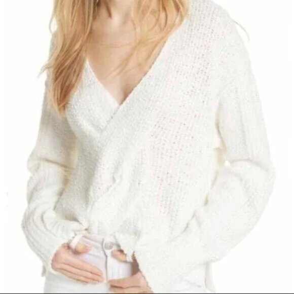 Free People Chunky Coco Cable Knit Oversize Cozy Fall Casual White Sweater - Picture 2 of 9